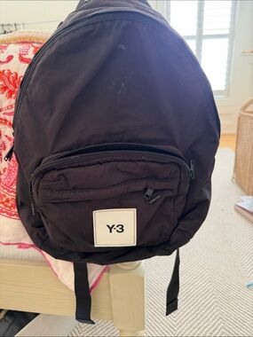Y-3 Black Nylon Logo Patch Backpack